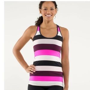 Lululemon Cool Racerback Tank Top Raspberry Pink Plum Stripe